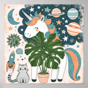 Arte de pared para habitación de niños: Unicornio 