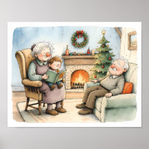 Arte de pared para historia de Navidad de abuelos 