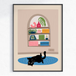 Arte de Pared para Hogar Acogedor Gato Negro Gato 