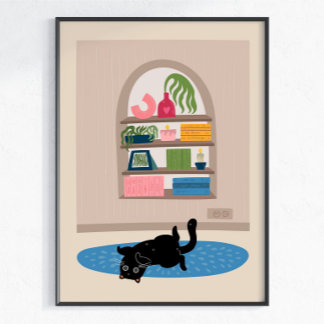 Arte de Pared para Hogar Acogedor Gato Negro Gato 