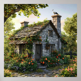 Arte de Pared para Jardín de Cabaña Impresión de D