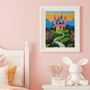 Arte de pared para niños paisaje de castillo de cu