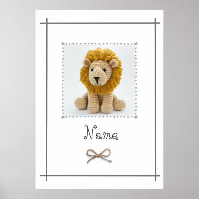 Arte de pared para nursery de bebé con león de gan (Frente)