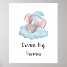 Arte de pared para nursery de bebé niño elefante a