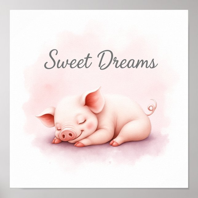 Arte de pared para nursery de cerdito durmiendo Sw (Frente)