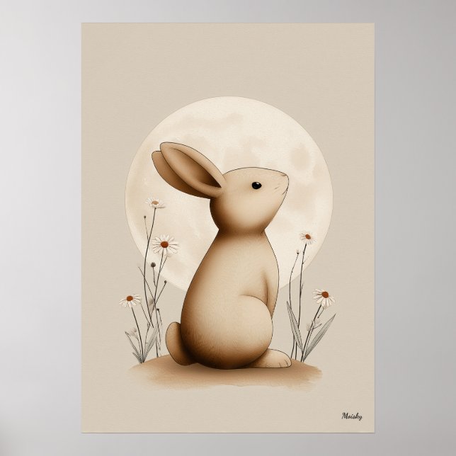 Arte de pared para nursery de conejo escandinavo B (Frente)
