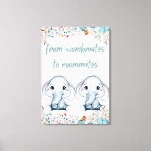 Arte de pared para nursery de elefantes compañeros