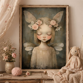 Arte de pared para nursery de hadas florales vinta