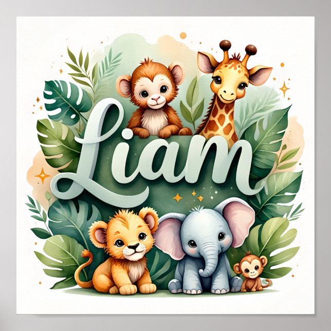Arte de pared para nursery de Liam Safari (Frente)
