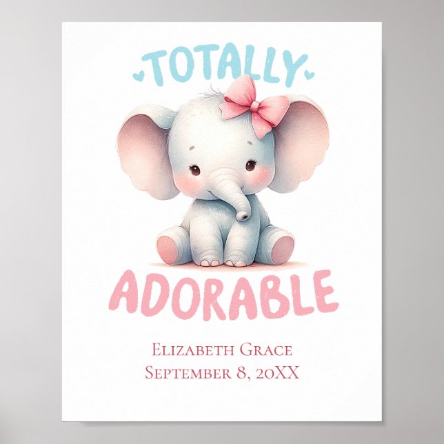 Arte de pared para nursery de niña elefante rosa b (Frente)