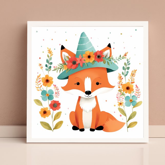 Arte de pared para nursery de zorro rojo floral ad (Subido por el creador)