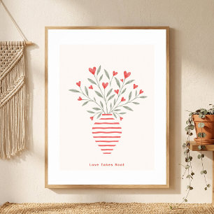 Arte de pared para San Valentín Jarrón Corazón Amo