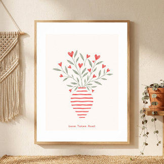 Arte de pared para San Valentín Jarrón Corazón Amo