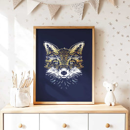 Arte de pared para vivero de zorro del bosque Impr