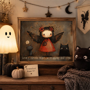 Arte de pared personalizado de hada de Halloween y