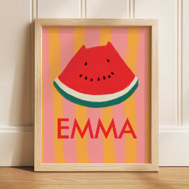 Arte de pared personalizado de sandía para niños