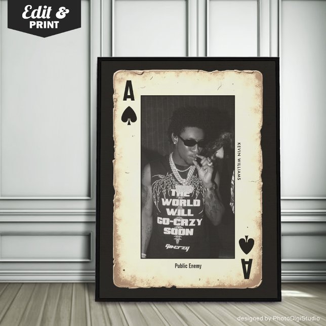 Arte de pared personalizado para adolescentes con  (Custom Photo Teen Wall Art, Poker Ace of Spades Poster)