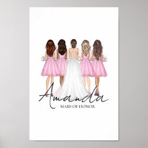 Arte de pared personalizado para dama de honor con