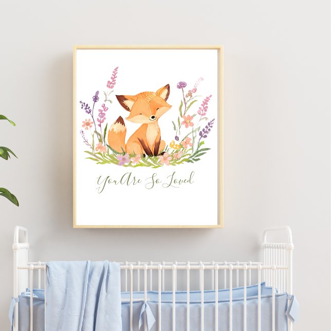 Arte de pared personalizado para la guardería de z (Personalized Baby Fox Nursery Wall Art. Add your text or babies name. Baby shower gift, new baby gif)
