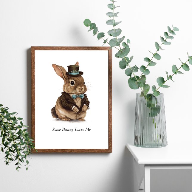 Arte de pared personalizado para nursery de coneji (Adorable Bunny Dressed in Top  Hat Jacket and bow tie. Personalize it.)