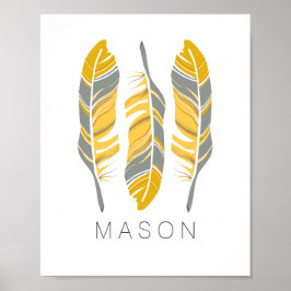 Arte de pared personalizado Plumas Rústicas Mantén