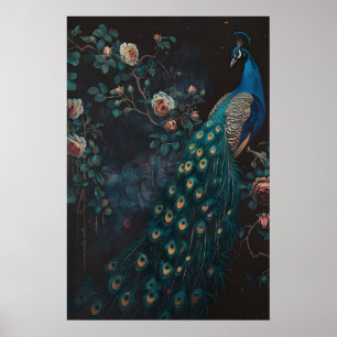 Arte de pared Pintura de Pavo Real del Bosque Oscu