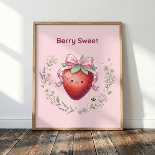 Arte de Pared Poster de Fresa Dulce Kawaii Lindo