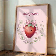 Arte de Pared Poster de Fresa Dulce Kawaii Lindo