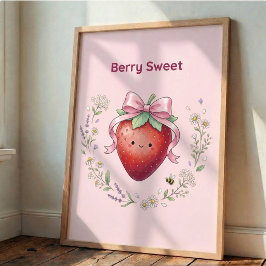Arte de Pared Poster de Fresa Dulce Kawaii Lindo