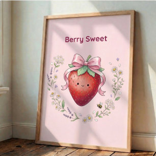 Arte de Pared Poster de Fresa Dulce Kawaii Lindo