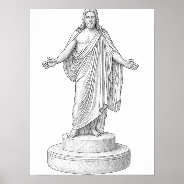 Arte de Pared Poster Dibujo de Línea Christus (Frente)