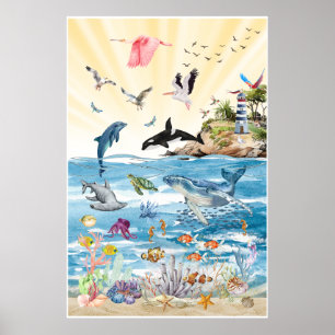 Arte de pared póster La vida salvaje de los océano