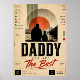 Arte de pared retro padre e hijo Póster