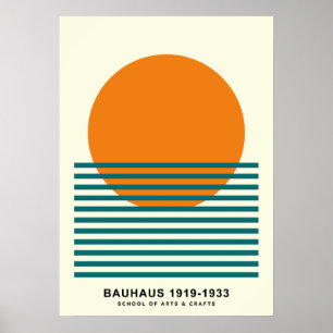 Arte de Pared Retro Póster Bauhaus Atardecer Rayas