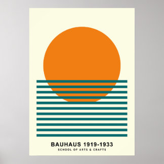 Arte de Pared Retro Póster Bauhaus Atardecer Rayas