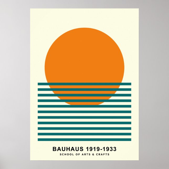Arte de Pared Retro Póster Bauhaus Atardecer Rayas (Frente)