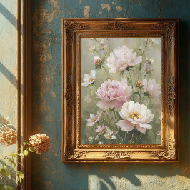 Arte de pared romántico vintage de flores silvestr