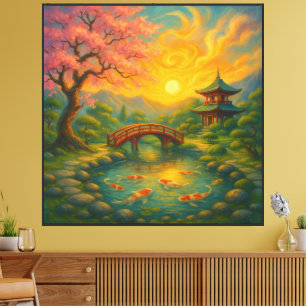 Arte de Pared Sunset en el jardín Zen japonés