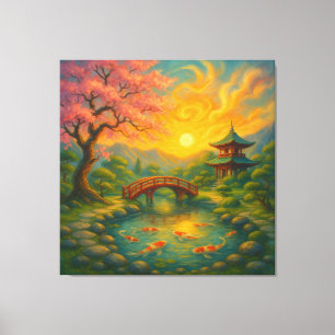 Arte de Pared Sunset en el jardín Zen japonés