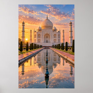 Arte de pared Taj Mahal Atardecer Reflexión India
