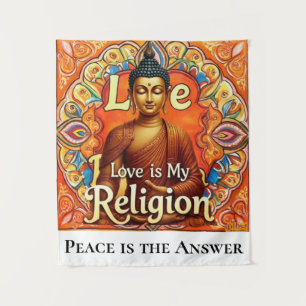 ARTE DE PARED TAPIZ DE PAZ Y AMOR ES MI RELIGIÓN