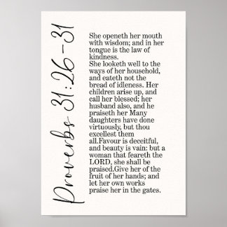 Arte de pared tipografía Proverbios 31 26 Impresió