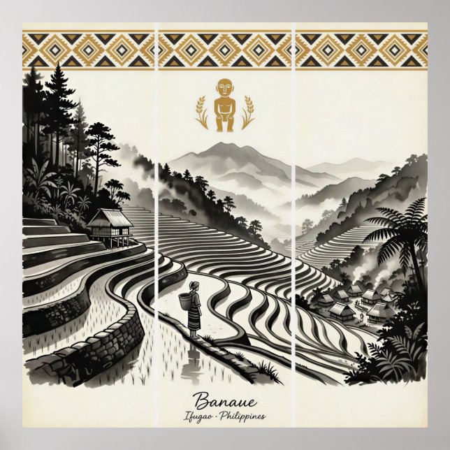 Arte de pared tríptico de las terrazas de arroz de (Frente)