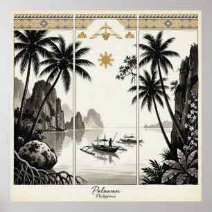 Arte de pared tríptico de Palawan Filipinas
