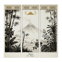 Arte de pared tríptico del volcán Mayon
