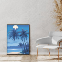 Arte de pared tropical - Un escape costero