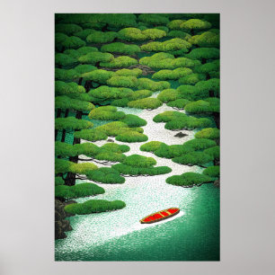 Arte de pared vibrante del río japonés Ukiyo-e Pin