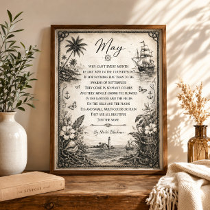 Arte de Pared Vintage Náutico Poema de Mayo