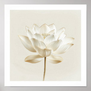 Arte de pared zen de Loto Blanco – Impresión minim