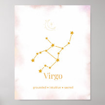 Arte de pared Zodiac de Virgo en oro – Constelació